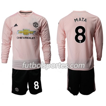 Camisetas Manchester United MATA 8 Niños Segunda Equipacion 2018/2019 Manga Larga